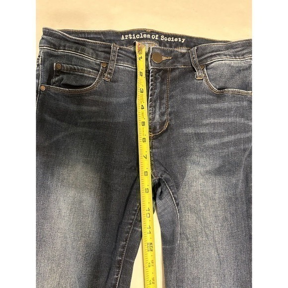 Articles Of Society‎ Skinny Leg Jeans Women's 27 Blue Raw Hem Low Rise Dark Wash - Picture 10 of 12